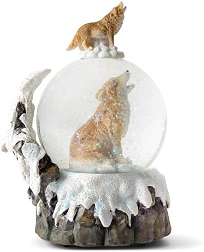 Elanze Designs Howling Glitter Wolf Musical Snow Globe
