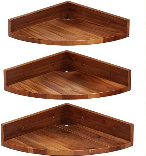Demigo Corner Shelf Wall Mount Set of 3 Brown