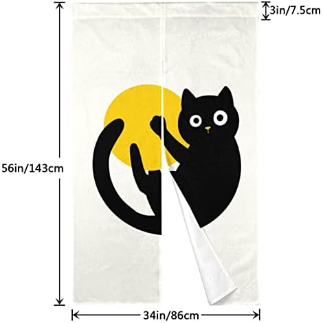 NA Lovely Cat Moon Doorway Curtain White Tapestry