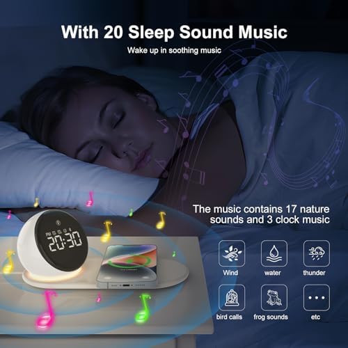 Doopo 5-in-1 Alarm Clock with Wireless Charging and Night Light