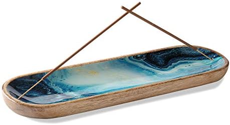 Folkulture Blue Mango Wood Incense Holder 12 Inches