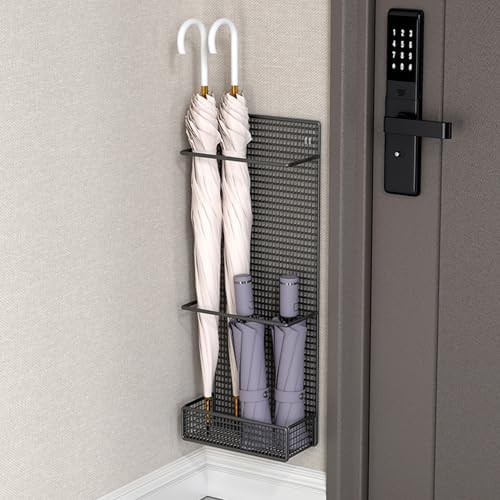 Punch-Free Wall-Mounted Umbrella Stand Black 20cm