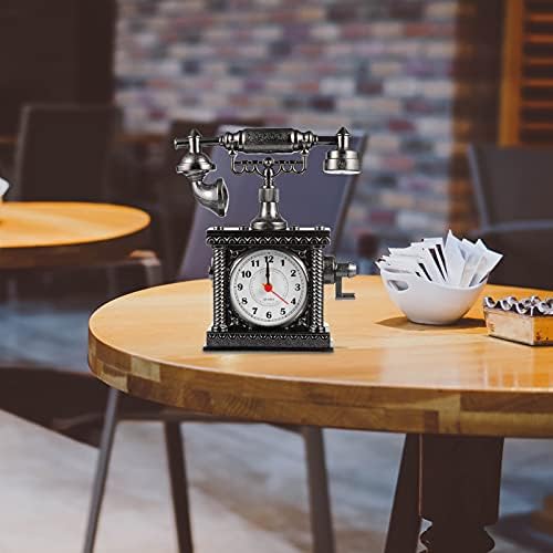 Wakauto Retro Telephone Clock Battery Powered Silence Alarm
