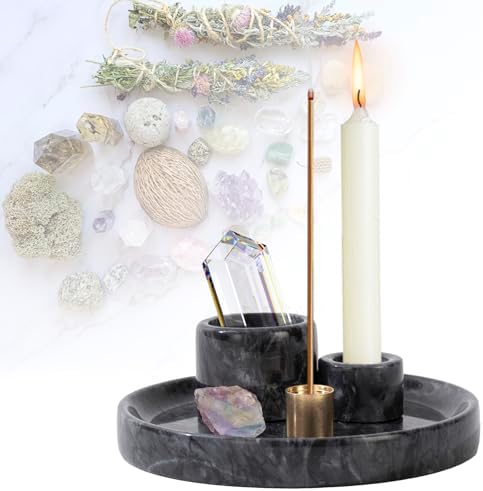 4 in 1 Natural Marble Incense Holder with 9 Holes - Black