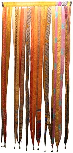 Mango Gifts Bohemian Door Curtain Orange Rod Pocket Panel