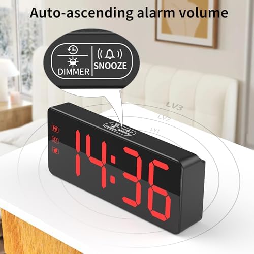 Kwanwa Digital Alarm Clock with Backup Battery and 59 Inch UL-Certified Charger