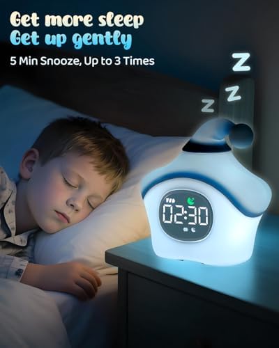 Star Alarm Clock with Night Light for Kids Blue