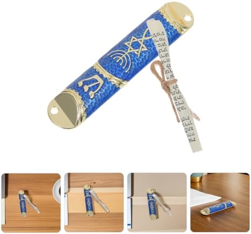 LOGOFUN 2Sets Antique Metal Jewish Mezuzah Case with Scroll