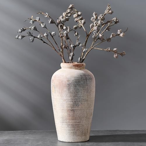 Large Ceramic Rustic Vase 11 Inch Gray