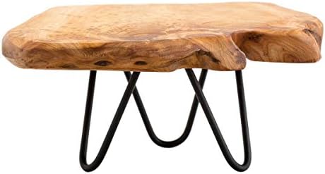 TJ Global Natural Edge Wooden Stand with Hairpin Legs