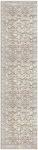 Lansny Hallway Runner Rug 2x8 Feet Beige White Floral