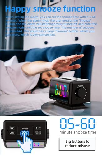 YHFITN RGB Alarm Clock with Perpetual Calendar and FM Radio