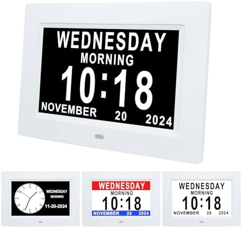 Johnziny 7 Inch Digital Clock with Day Date and Large Display