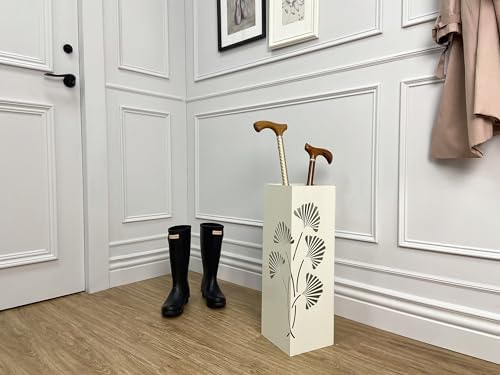 Mango Steam White Tall Japanese Ginkgo Leaf Umbrella Holder Stand Rack Organizer