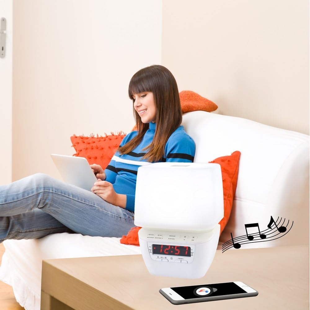 HANNLOMAX HX-156CR Alarm Clock Radio with Bluetooth and LED Light