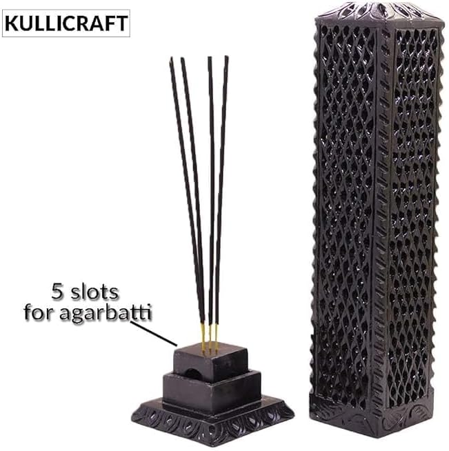 KC KULLICRAFT Handmade Black Soapstone Incense Stick Burner