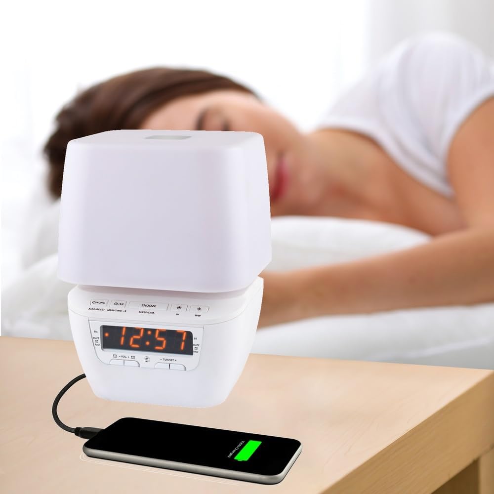 HANNLOMAX HX-156CR Alarm Clock Radio with Bluetooth and LED Light