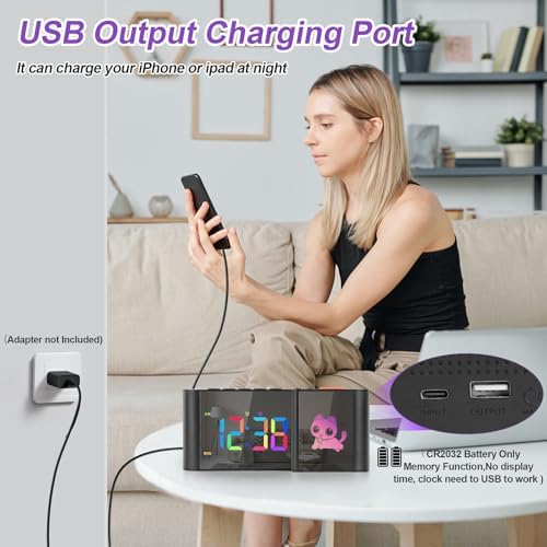 SZELAM Alarm Clock with RGB Light and Mirror