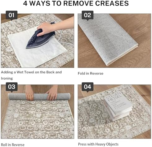 Lansny Hallway Runner Rug 2x8 Feet Beige White Floral