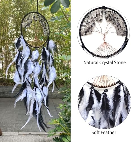 Handmade Dream Catcher Wall Decor with Crystal and Feathers