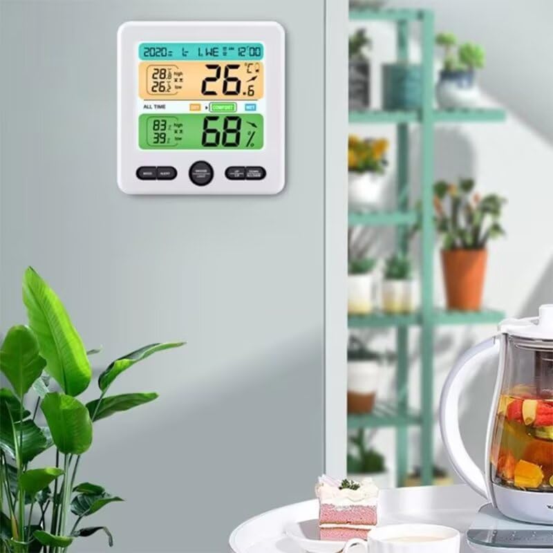 1PC White Digital Screen Weather Display Alarm Clock