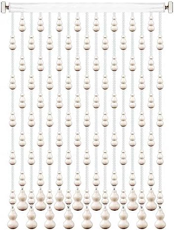 Wood Beaded Curtain with Gourd Shape Beads 32 Strands 105x205cm