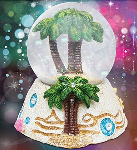 COTA Global Palm Tree Snow Globe - Sparkly Glitter Decor