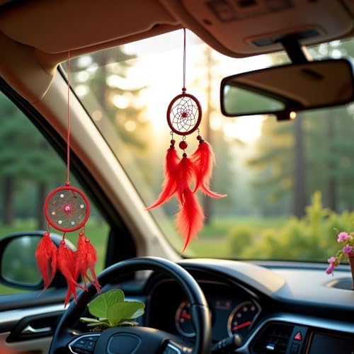 Red Small Dream Catcher Wall Hanging Ornament