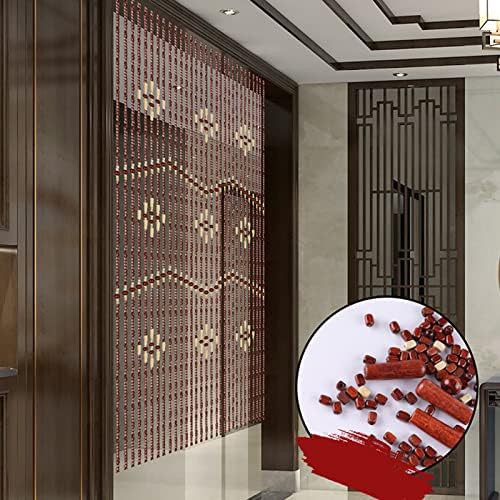 KDDEON Natural Wood Beaded Curtains with Track 31 Strands