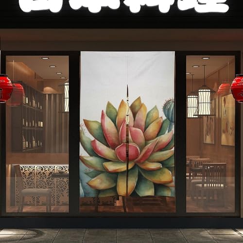 Watercolor Succulent Door Curtain 57x17 Inches