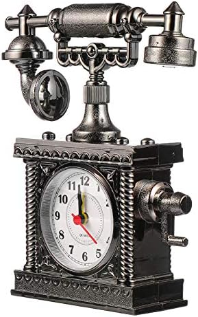 Wakauto Retro Telephone Clock Battery Powered Silence Alarm