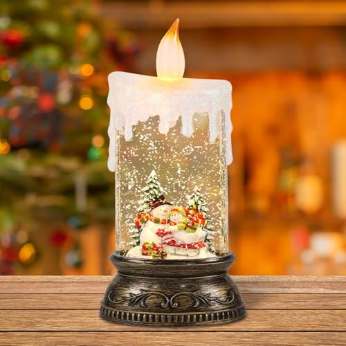 Wondise Rechargeable Snow Globe Lamp with Music and 6H Timer