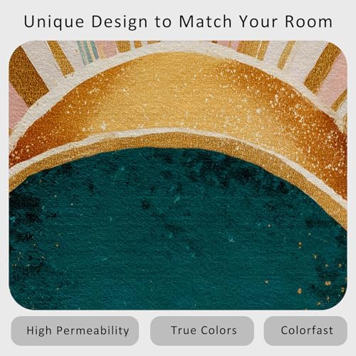 Colorful Sunrise Runner Rug 4x8 Washable Non Slip