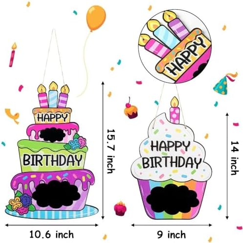 Hobbyme 2pcs Birthday Decorative Pendant Wooden Craft Blackboard Sign