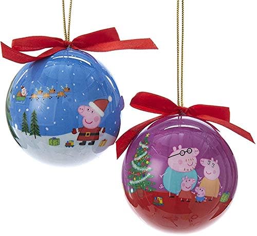 Kurt Adler 80 MM Peppa Pig Daddy And George Decoupage Ornament Set