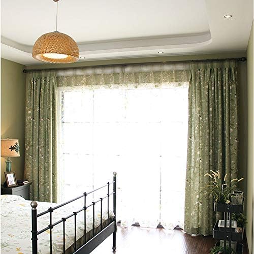 PureAqu Floral Birds Rod Pocket Panel Curtain