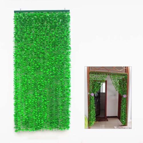 Green Leaves Fringe Bamboo Beaded Curtain for Doors and Windows