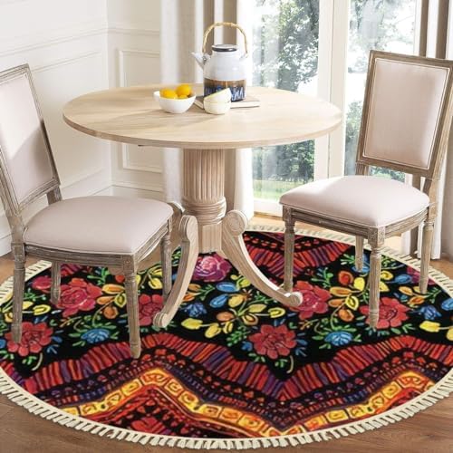 4 Round Tassel Carpet Bohemian Vintage Design