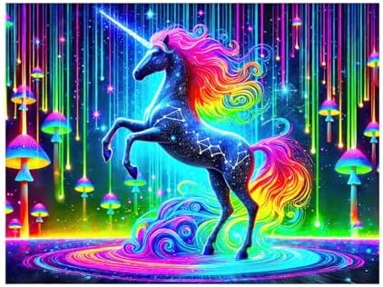 BlissYard UV Reactive Unicorn Wall Tapestry