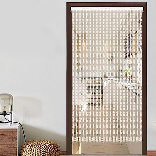 Natural Wood Beaded Curtain - Handmade 70 Strands 140x210cm