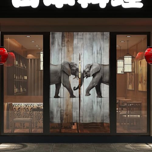Elephant Door Curtain 57x17 Inches Wood Door Cover Tapestries