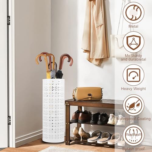 Modern Metal Umbrella Stand for Entryway White