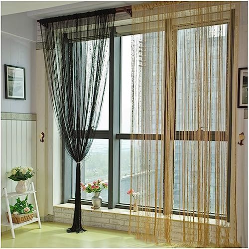 ECYC 118x118 Inch Brown Beaded Curtain Panel Divider