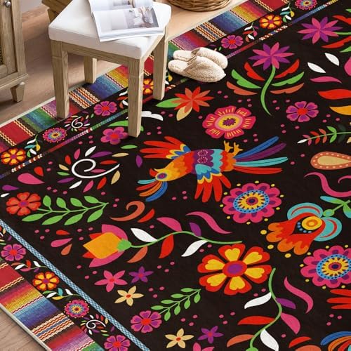 Artoid Mode Bird Dia De Los Muertos Mexican Fiesta Area Rug 5x7 Feet