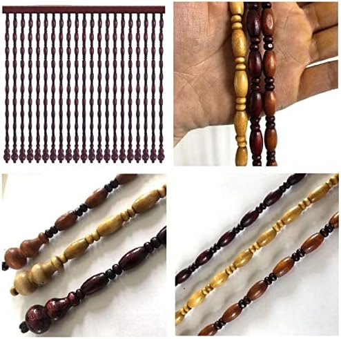 Handmade Wooden Beaded Curtain for Doors and Entryways