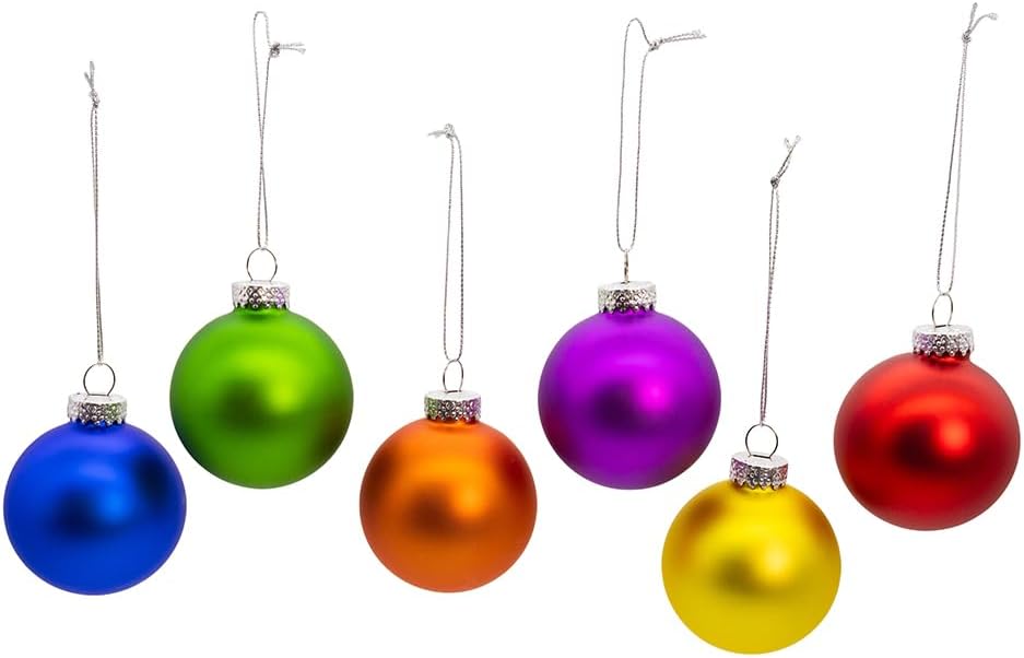 Kurt Adler 60MM Glass Rainbow Ball Ornaments Set