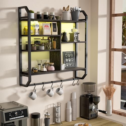 Nidouillet Gaming Floating Shelf with LED Lights and Hooks