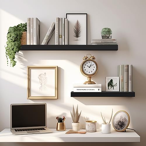 LaVie Home Floating Shelves Set of 3 Classic Black 156 Inch