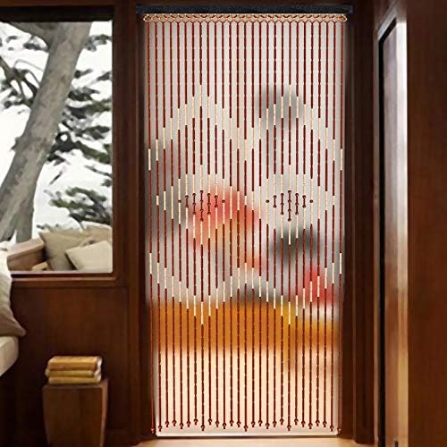 Wooden Bead Door Curtain with Jagged Pattern 27 Lines