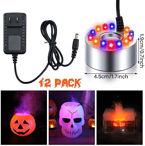 Retisee 12 Pack Halloween Mist Maker Fogger with LED Light